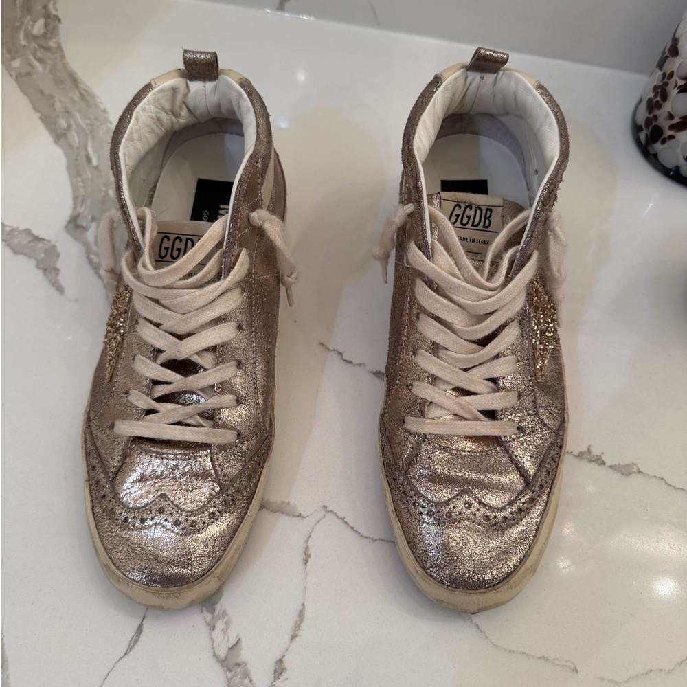 Golden Goose Metallic High-Top Sneakers - Picture 2 of 9